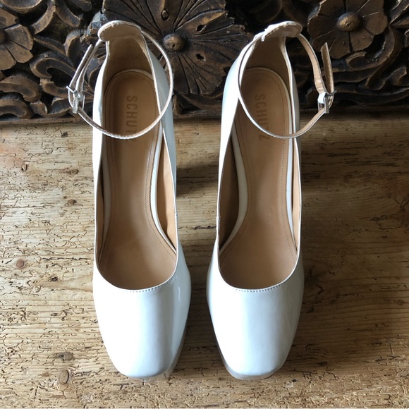 New NWT Schutz Renee Off White Patent Mary Jane Heel Platform Pump 11B $178 - Picture 10 of 17